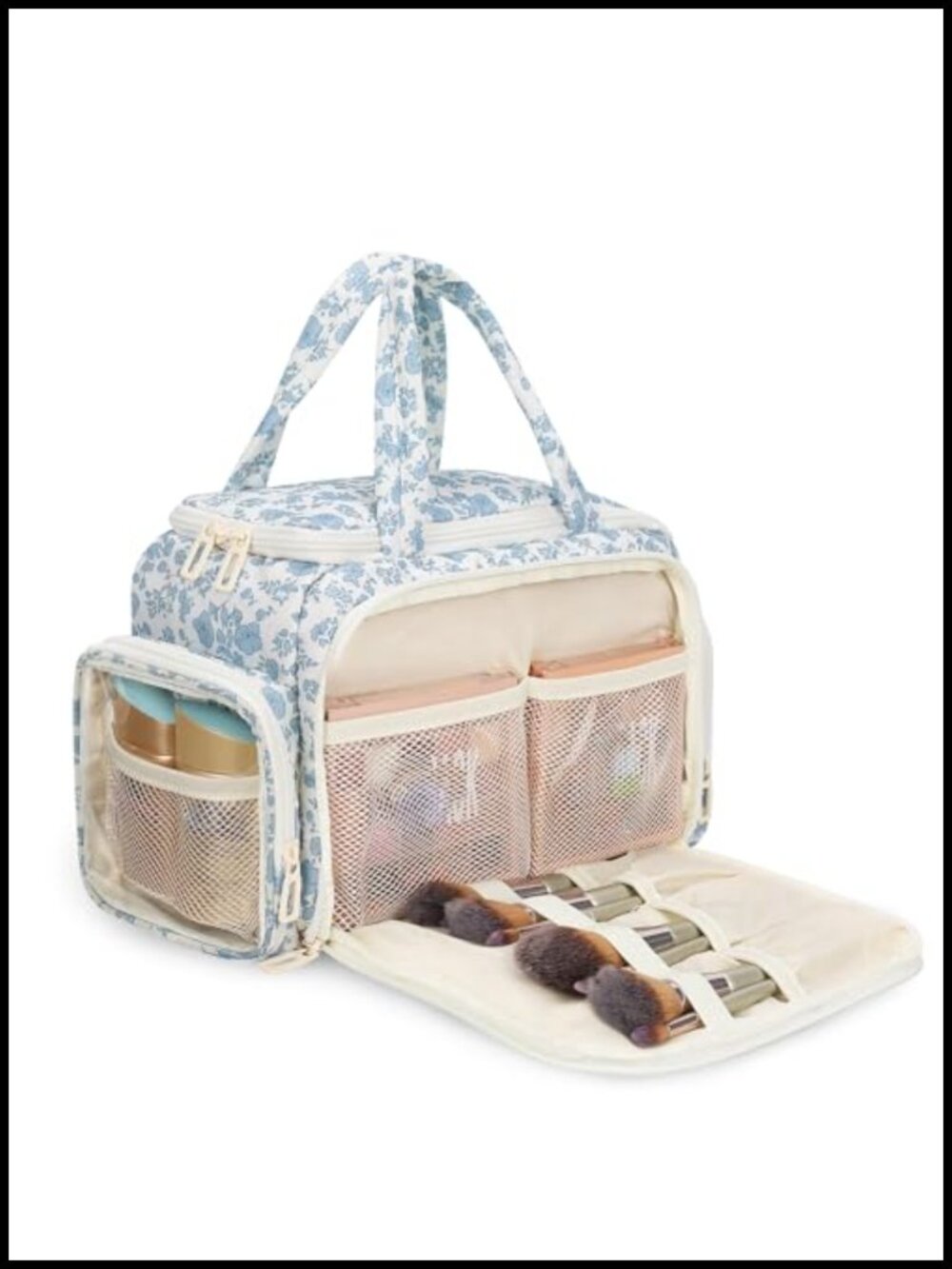 Large Travel Toiletry Bag with Makeup Brush Compartment, Waterproof, Zipper